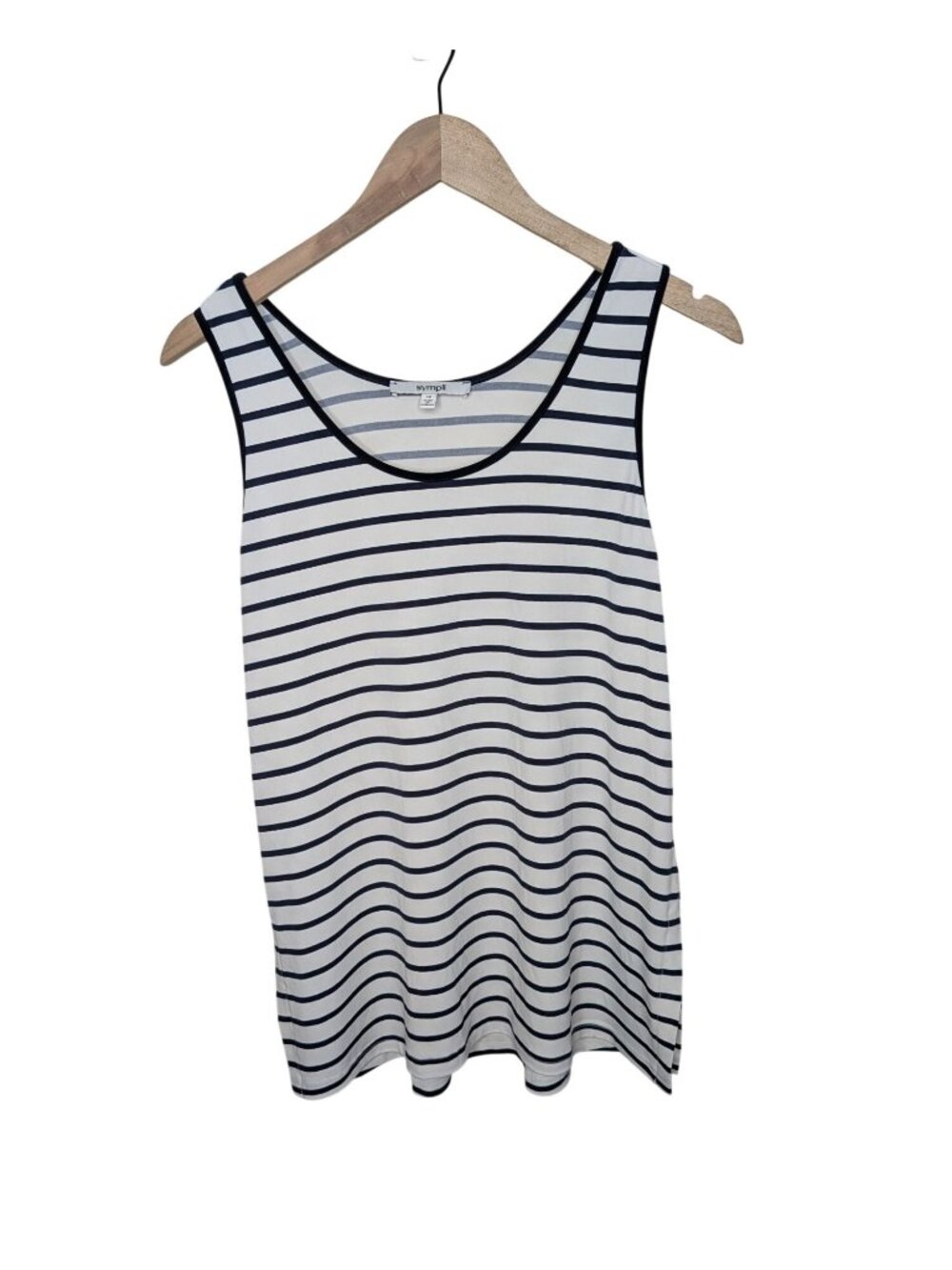 Sympli Womens Navy White Striped Sleeveless Jersey Tank Top Size 10